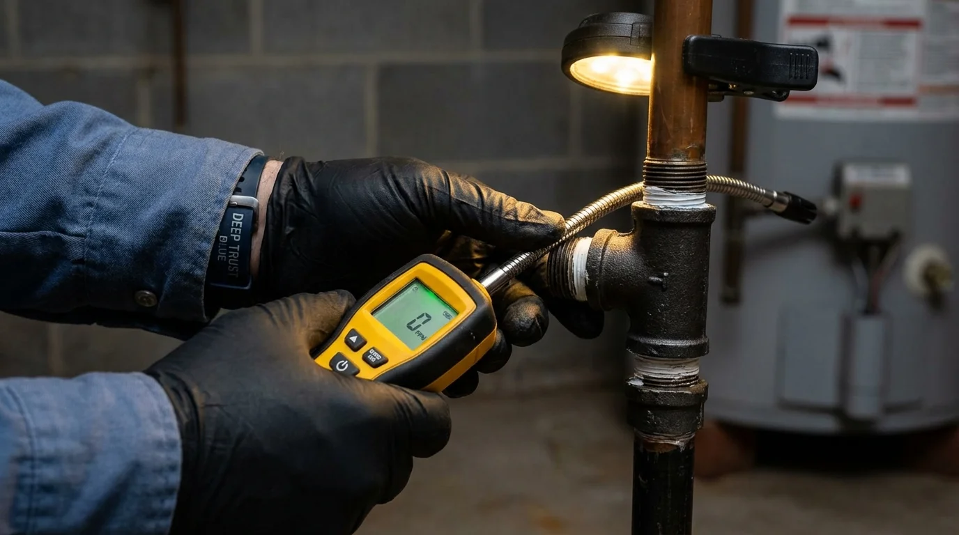 Gas leak detection with electronic sniffer by Johns Plumbing LLC in Elk Point